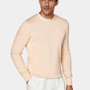 Suitsupply Light Pink Crewneck Sweater, Men's Small S